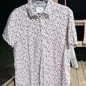 NWOT Denim and Flower White w/ multicolor flowers button up Men's Medium